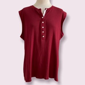 Tommy Hilfiger Woman Maroon Ribbed Sleeveless Tee - Excellent Condition - 2X